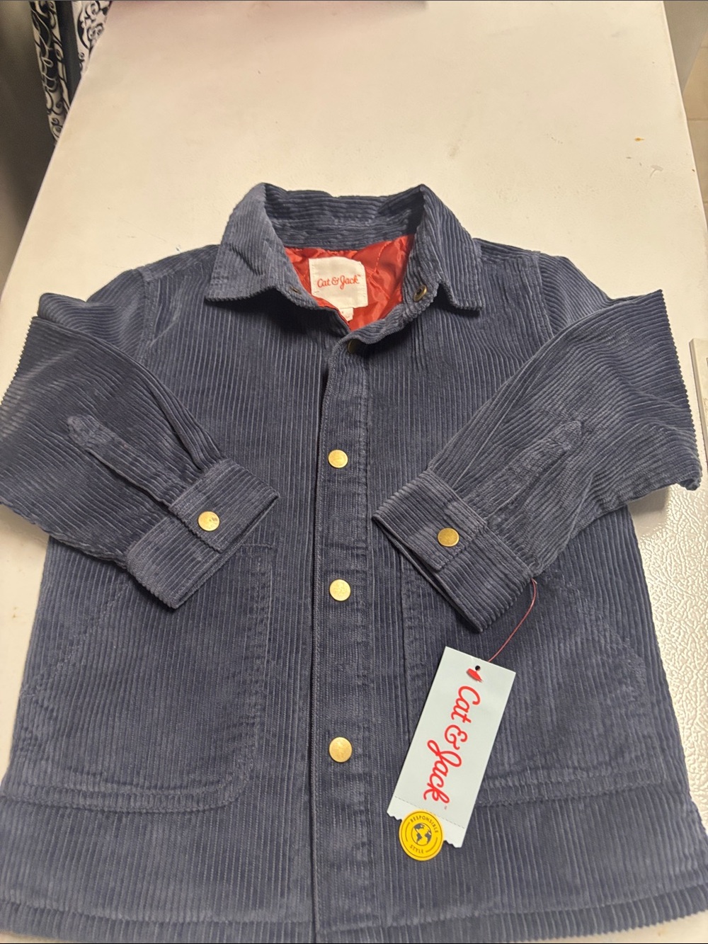 NWT Cat & Jack Navy Blue Corduroy Kids Jacket